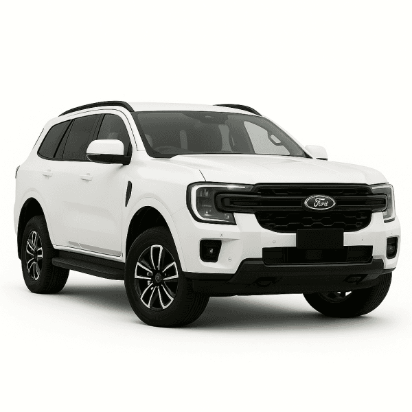 White Ford Everest Next-Gen SUV (from 07/2022) – compatible with Classic Fit Black Series neoprene seat covers.